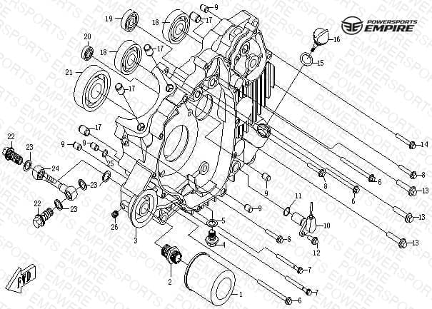 E02* — LEFT CRANKCASE
