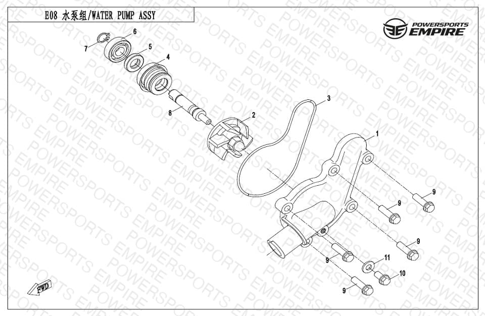 E08 — WATER PUMP ASSY
