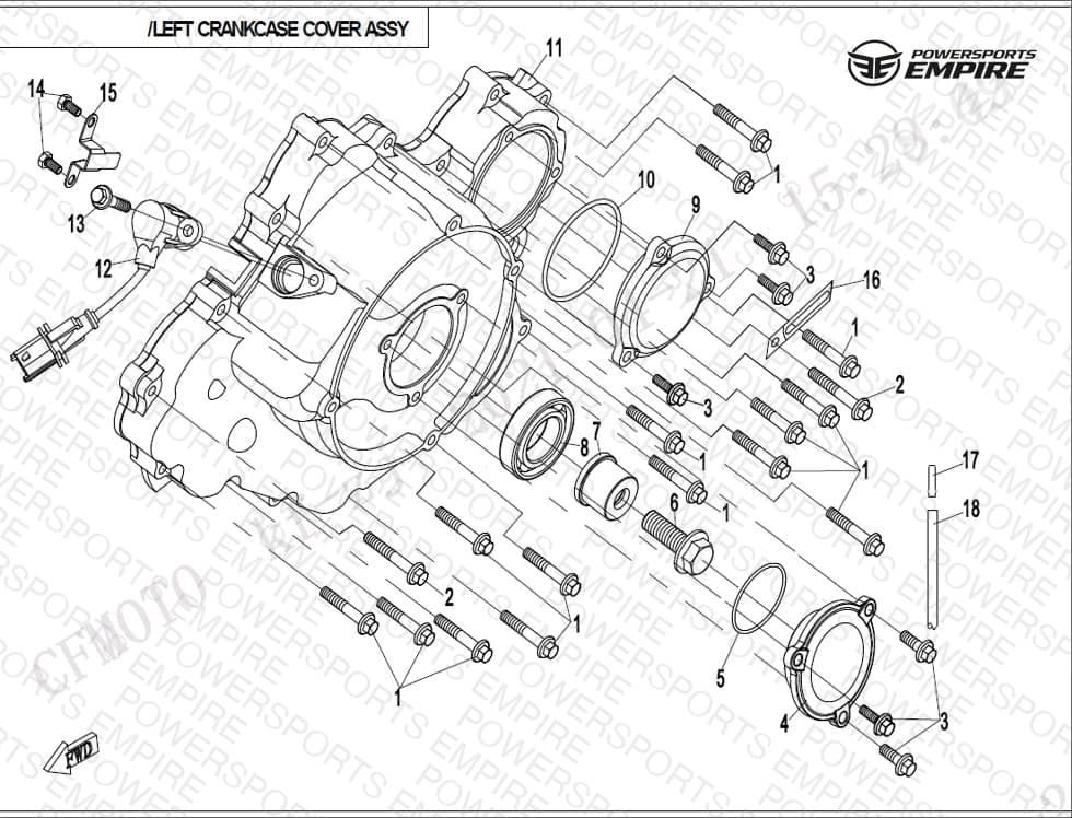 E01-5-V3 — LEFT CRANKCASE COVER ASSY.