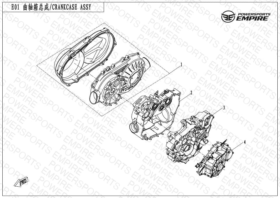 E01 — CRANKCASE ASSY