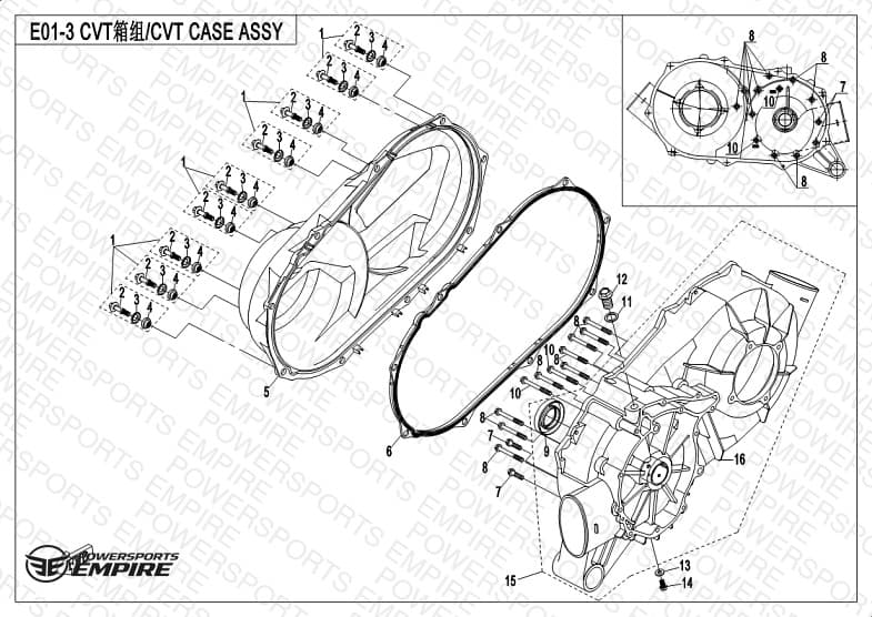 E01-3 — CVT CASE ASSY