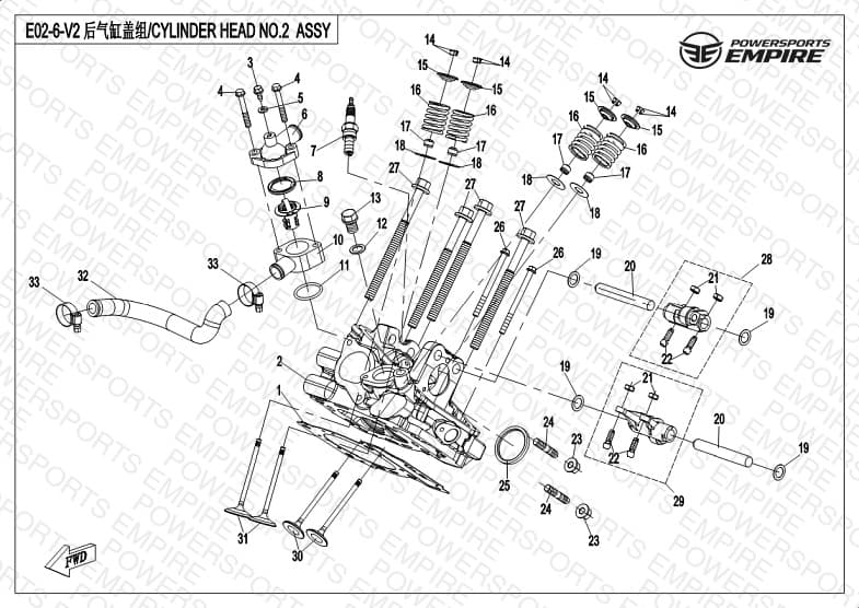 E02-6-V2 — CYLINDER HEAD NO.2 ASSY. TRANSMISSION SIDE