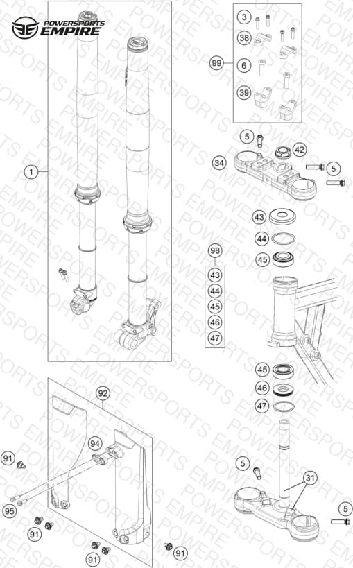 FRONT FORK, TRIPLE CLAMP