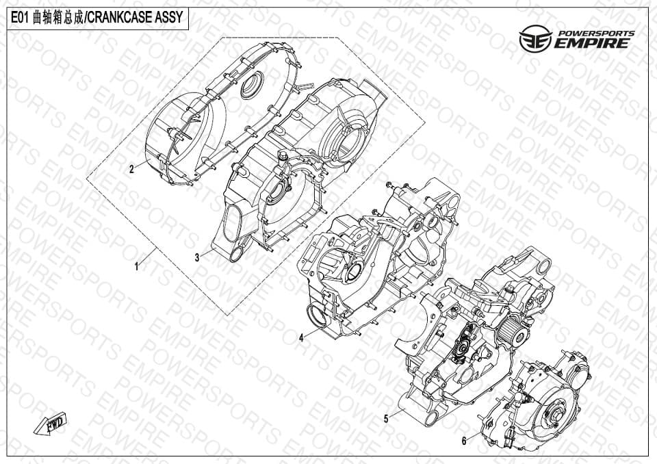 E01 — CRANKCASE ASSY