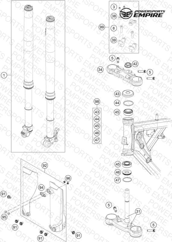 FRONT FORK, TRIPLE CLAMP