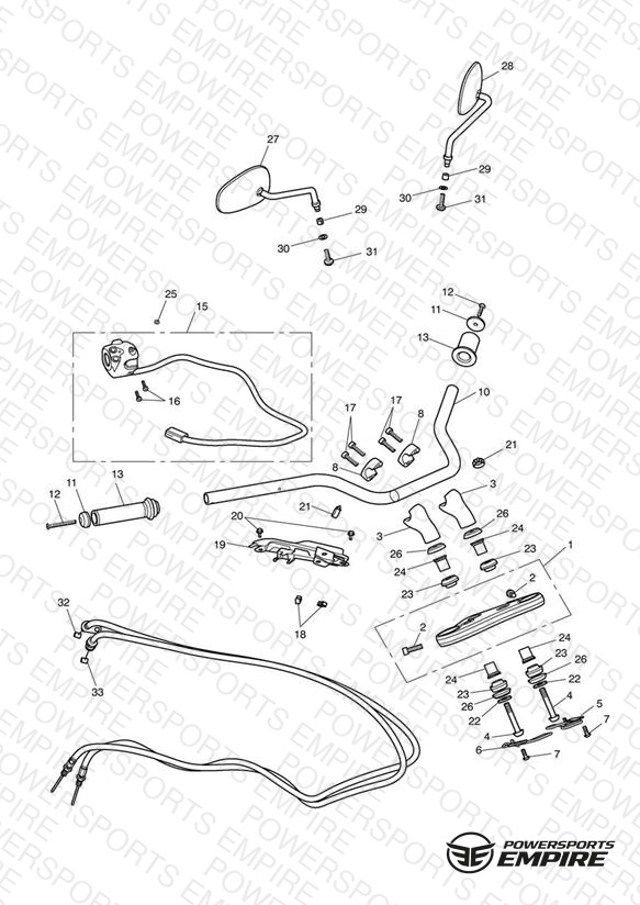 Handlebars, Top Yoke, Cables & Mirrors