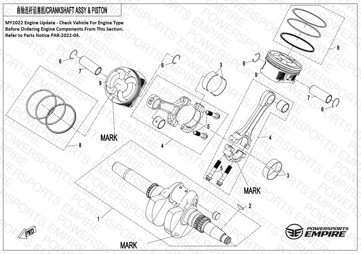 E44 — CRANKSHAFT,CONNECTING ROD, PISTON ASSY. (DRY CLUTCH)