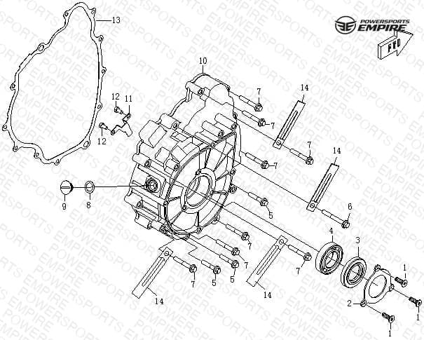 E05 — CRANKCASE COVER (LEFT)