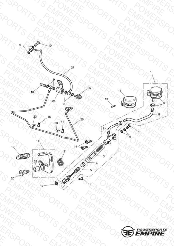 Rear Brake Master Cylinder, Reservoir & Pedal 469051 > 532899
