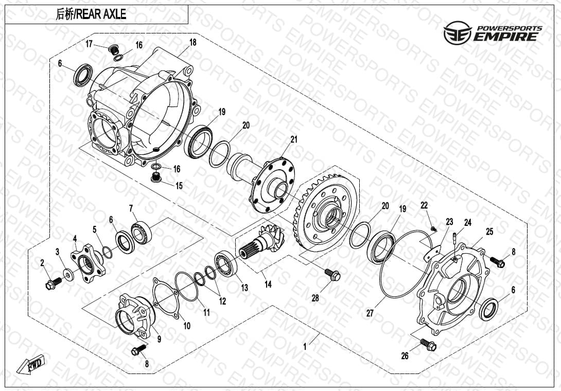 F33-B-V2 — REAR AXLE(NO DIFFERENTIAL)
