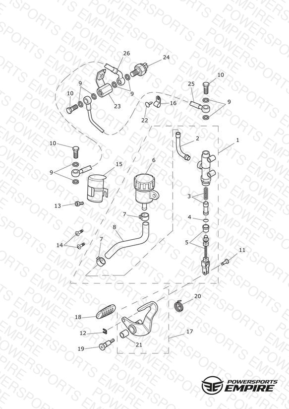 Rear Brake Master Cylinder, Reservoir & Pedal 532900 >